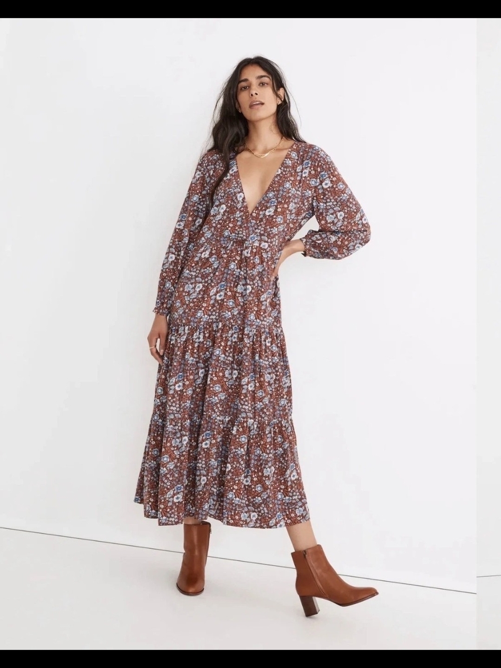 Madewell Challis Wrap Floral Midi Dress Size XS